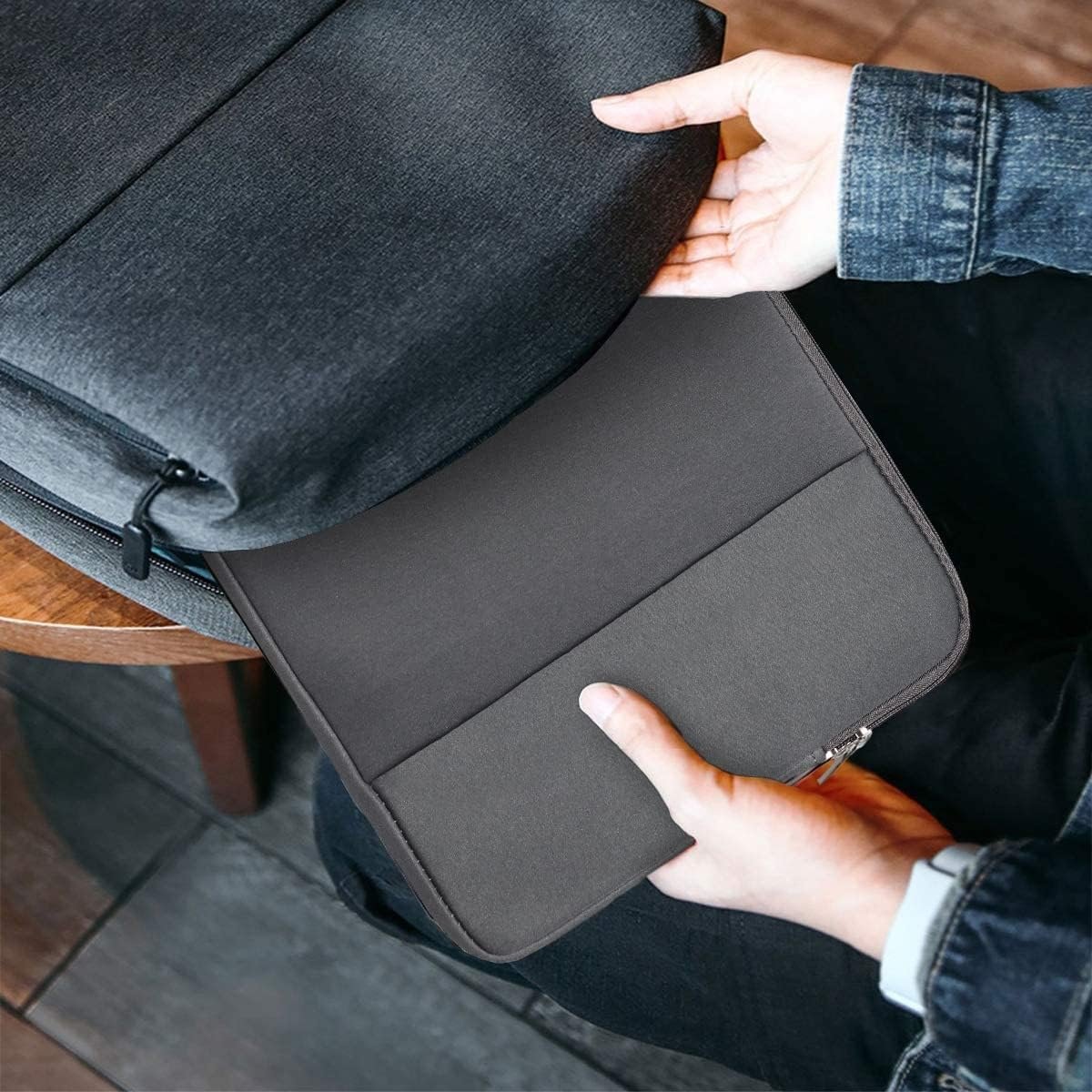 Dyazo Laptop Sleeve 15.6 inch Case, Water Repellent Polyester Neoprene Case with Accessory Pocket Compitable for MacBook, Dell, Lenovo & Other laptops, Notebooks Grey, (OnePOCKET 15.6 Grey) - Image 5