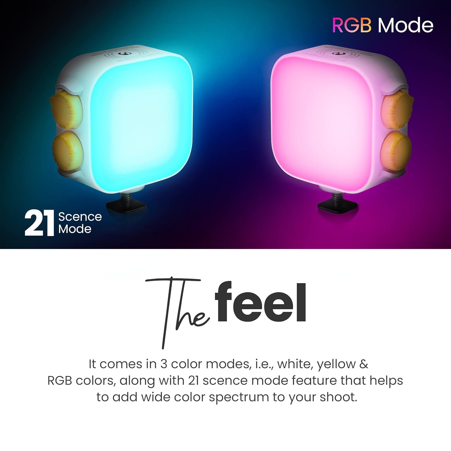 DIGITEK® (LED-D10W RGB) 10W Portable Multi Color Mini LED Video Light with 3 Color Modes, 360° Rotation, Magnetic Absorption, 2500-9000K Color Temperature, 2Hrs Battery Life, Camera & Tripod Mountable - Image 3