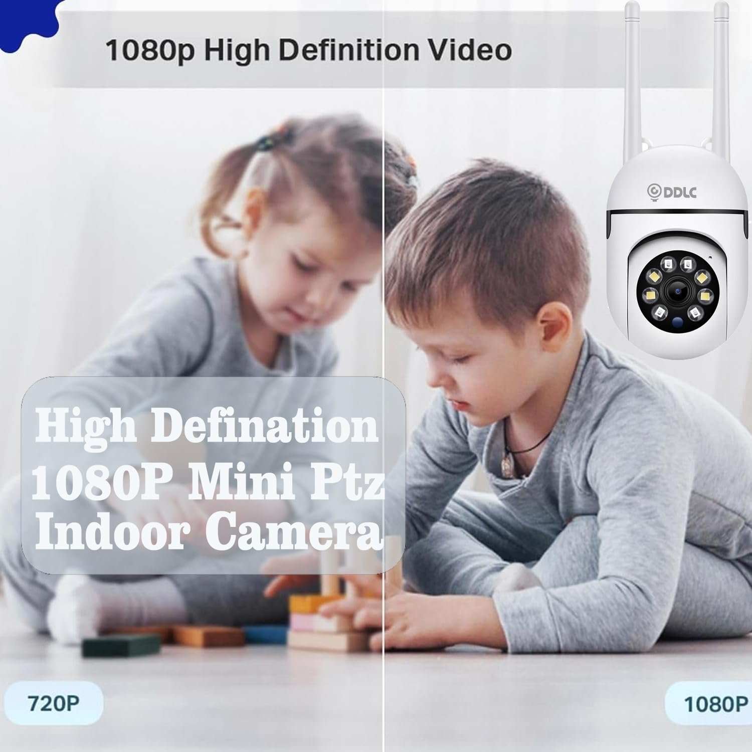 DDLC Indoor Camera Wireless, Security Camera WiFi & 2.4ghz, 1080p Security Cameras Wireless Outdoor/Indoor Full Color Day and Night, Motion Detection, Dome Surveillance Cameras 360° View (Mini ptz) - Image 7