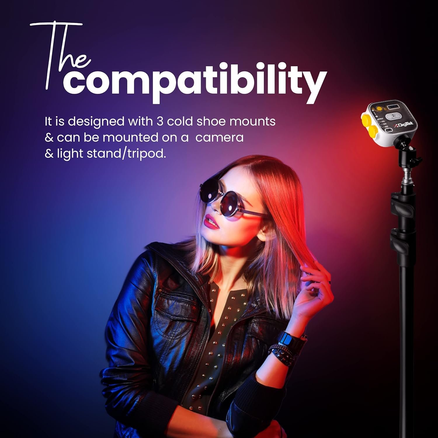 DIGITEK® (LED-D10W RGB) 10W Portable Multi Color Mini LED Video Light with 3 Color Modes, 360° Rotation, Magnetic Absorption, 2500-9000K Color Temperature, 2Hrs Battery Life, Camera & Tripod Mountable - Image 6