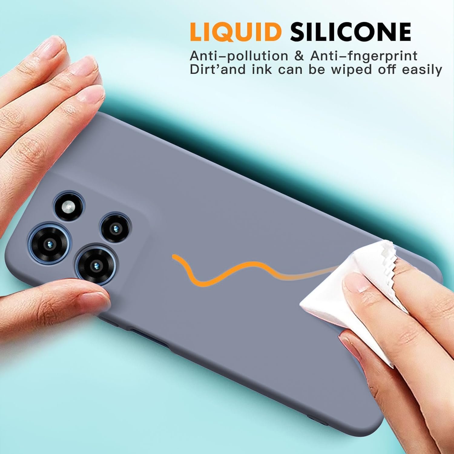 DIZORO Microfiber Candy Case for Motorola Moto Edge 60 Fusion 5G / Edge 60 5G Smooth Touch Cushion Liquid Soft Silicone Gel Phone Cases Non-Slip Full Body Protective Back Cover Lavender Grey - Image 3