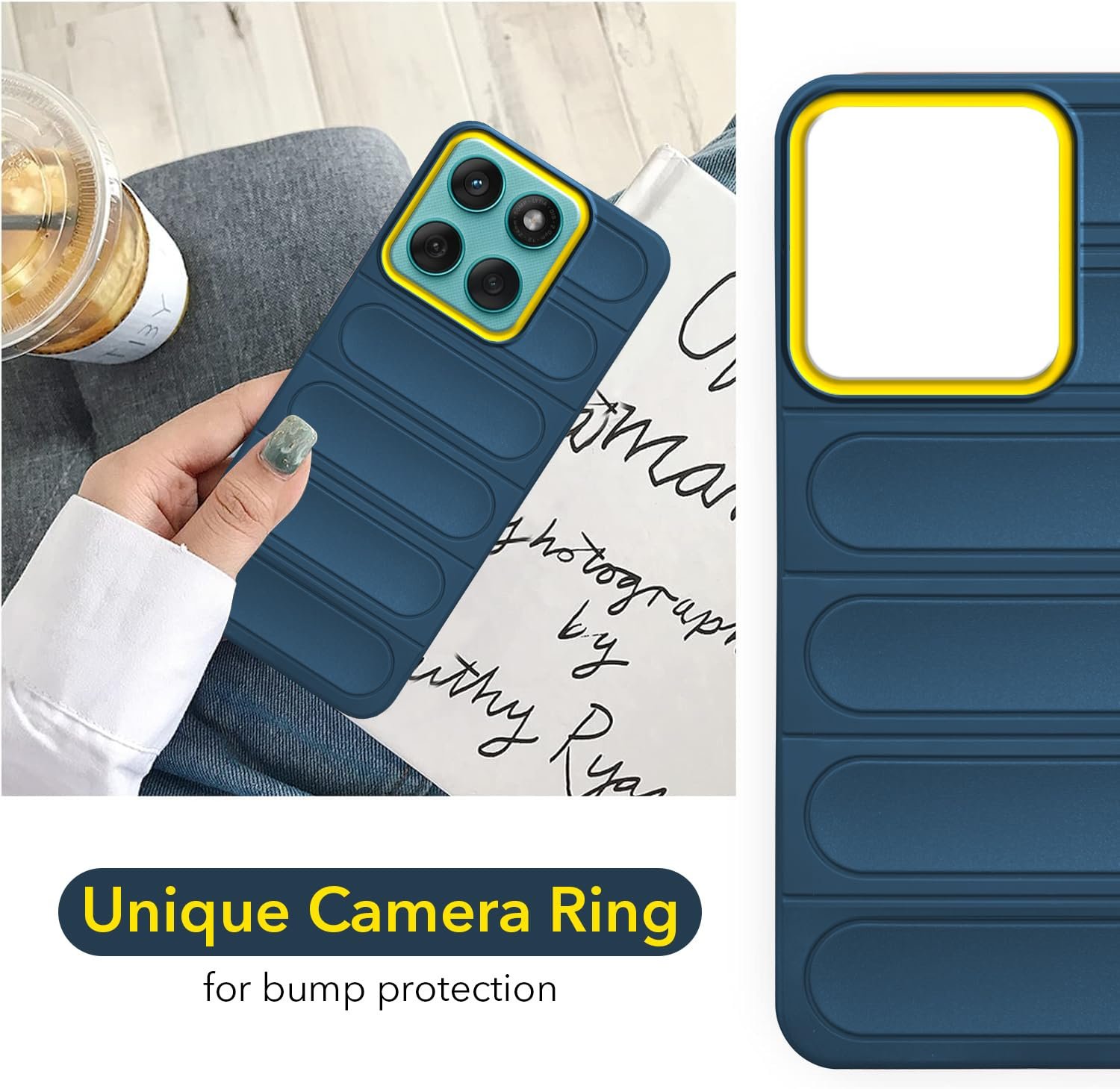 Jkobi Back Cover Case for Motorola Moto Edge 60 Fusion (Matte Liquid Silicone| Camera Protection Ring | Professional Wave Design | Shockproof Anti Slip Grip) - Image 3