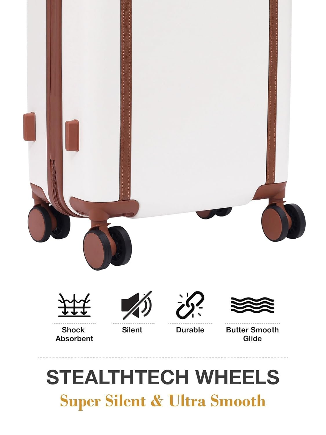 FUR JADEN The Wayfarer 65cm Polycarbonate Travel Luggage Suitcase with 8 StealthTech Silent Shock Absorbing Wheels, TSA Lock & Aviation Grade Telescopic Trolley (Oyester White, Check-in 24") - Image 5