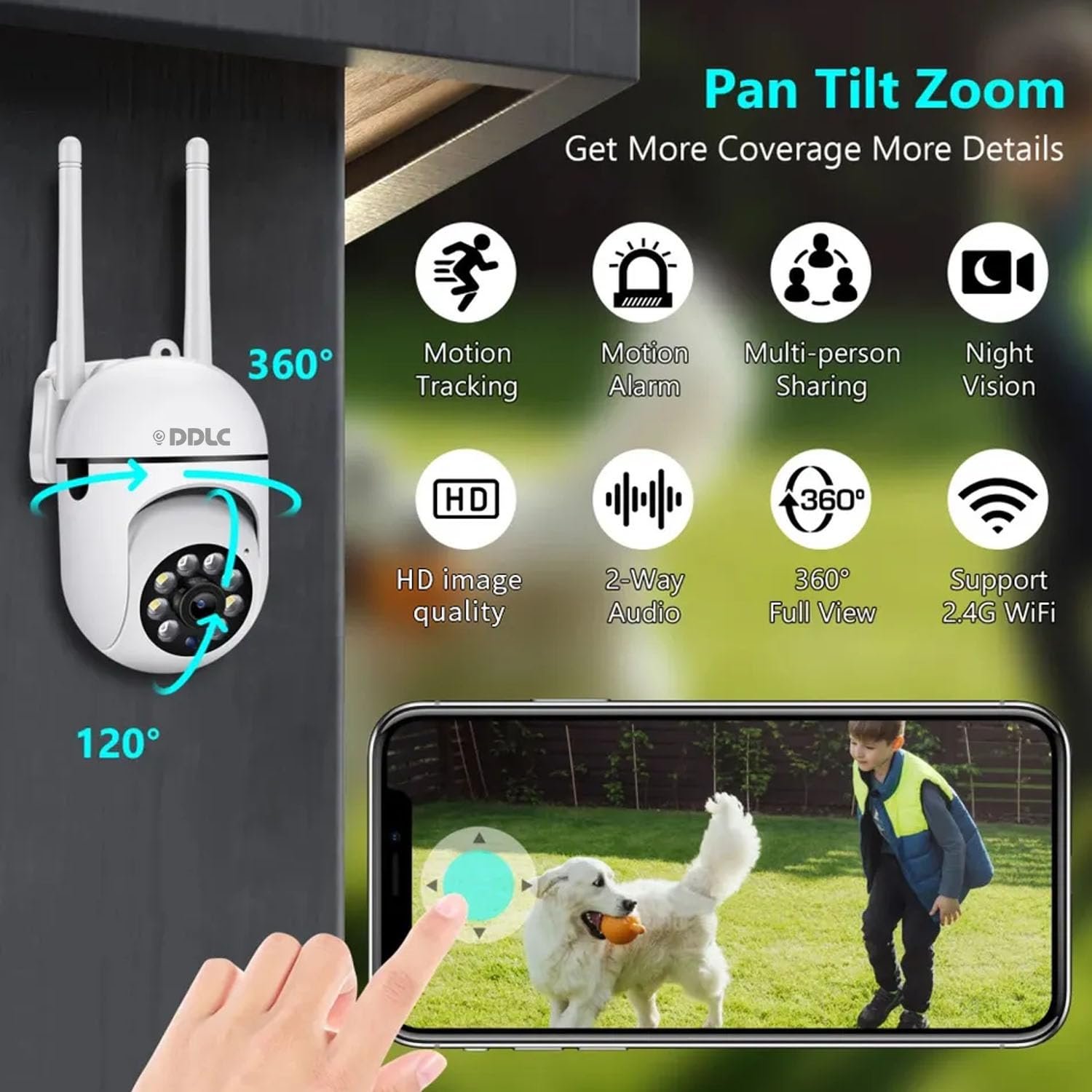 DDLC wi-fi Mini IP PTZ Camera CCTV Security Surveillance with Two Way Audio Colour Vision Indoor & Outdoor Use (MINI PTZ) - Image 5