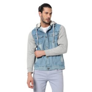 Campus Sutra Men’s Cotton Hooded Standard Length Denim Jacket