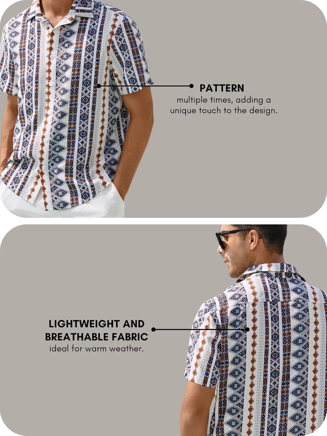 DHRUVI TRENDZ Shirts for Men | Rayon Abstract Printed Shirts | Regular Fit Shirts for Boys | Ideal for Travel | Picnic | Summer Wear Shirt for Men | Beach Shirts for Men - Image 4