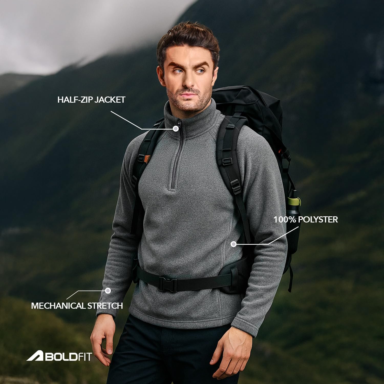 Boldfit Sweatshirt for Man Stylish Sweatshirts for Men Breathable Jacket for Man Half Zipper Sweatshirt for Men Casual Sweat Shirt Full Sleeves Sweaters for Winter All Day Winter wear Jackets Stylish - Image 2