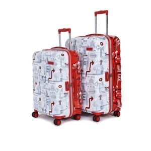 uppercase Polyester Jfk Duo Trolley Bag Set Of 2(Medium & Large)|Hardsided Check-In 8 Spinner Wheels Trolley Bag|Combination Lock|Suitcase For Men & Women|Dual Tone(White & Red),75.5 CM White And Red