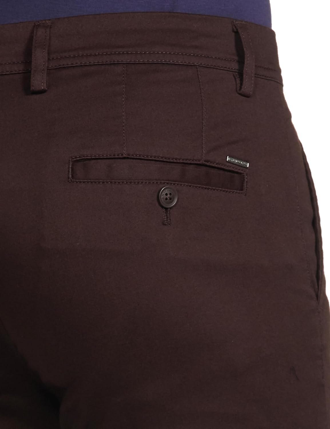 Peter England Men's Super Slim Fit Stretchable Cotton Satin Casual Trousers | Office Sleek & Trendy Look - Image 3