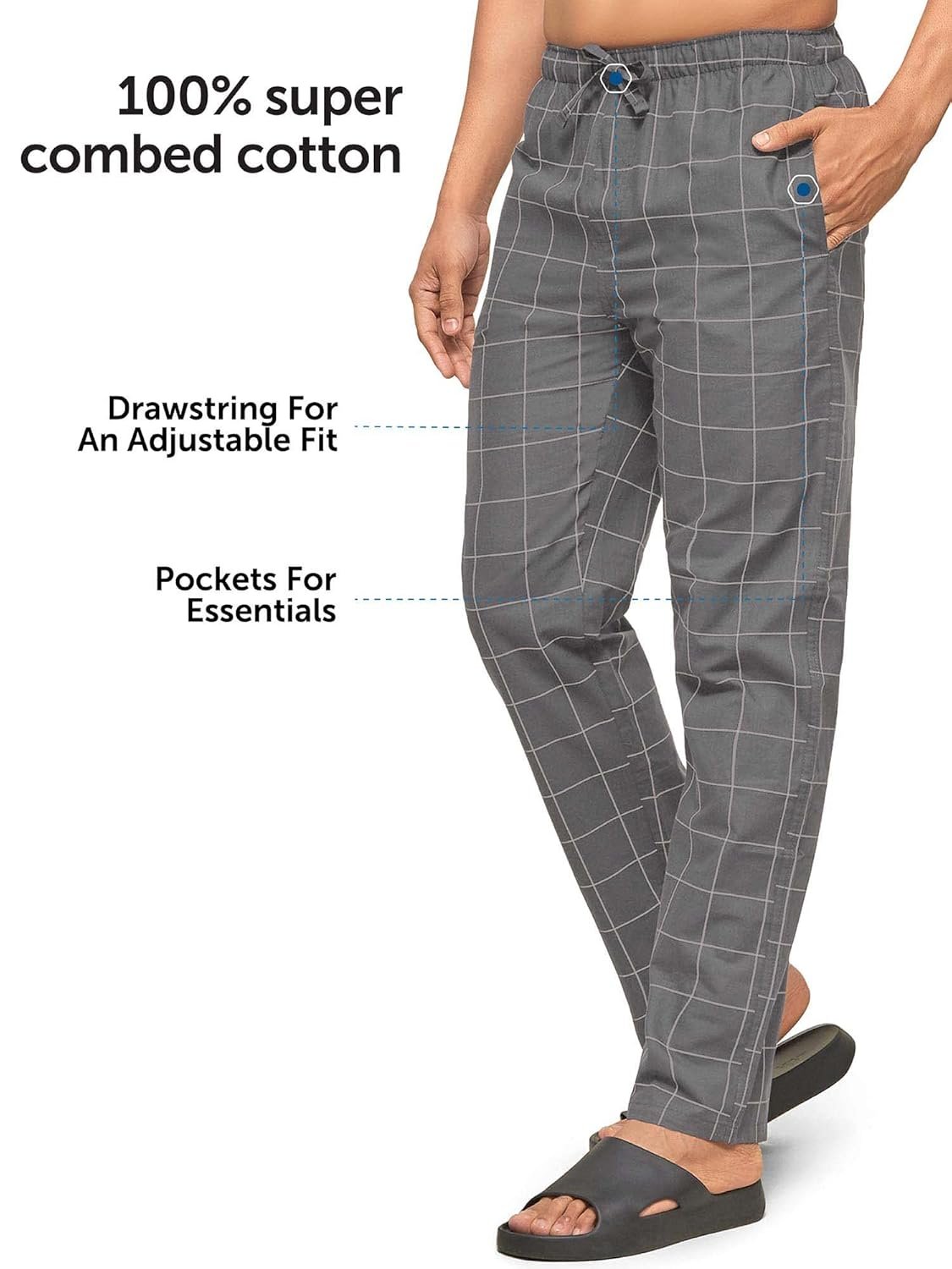XYXX Men's Checkmate 100% Super Combed Cotton Regular Fit Pyjamas - Image 6