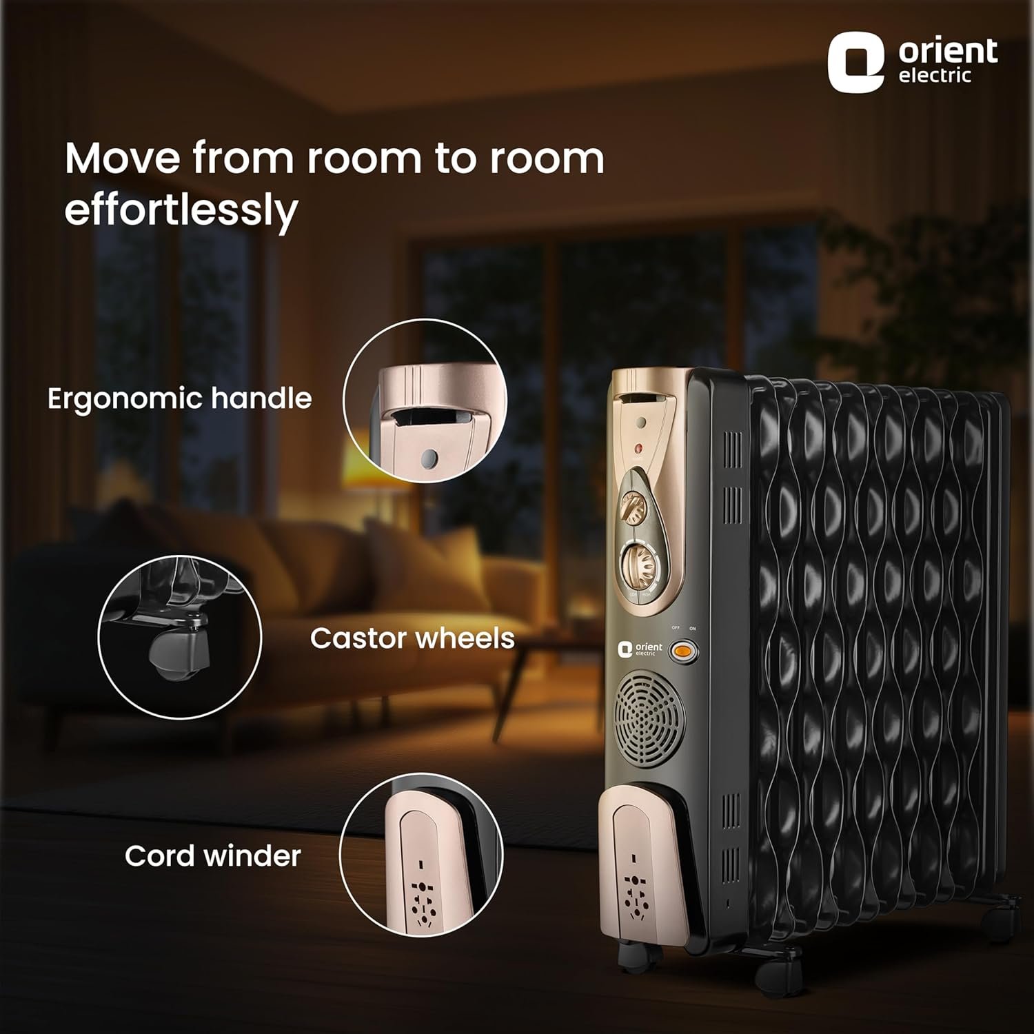 Orient Electric Comforter collection 13 fin oil filled radiator | Advanced S-shaped Fins |2900W power| with PTC fan heater| 3 heat settings | 2 years warranty by Orient - Image 4