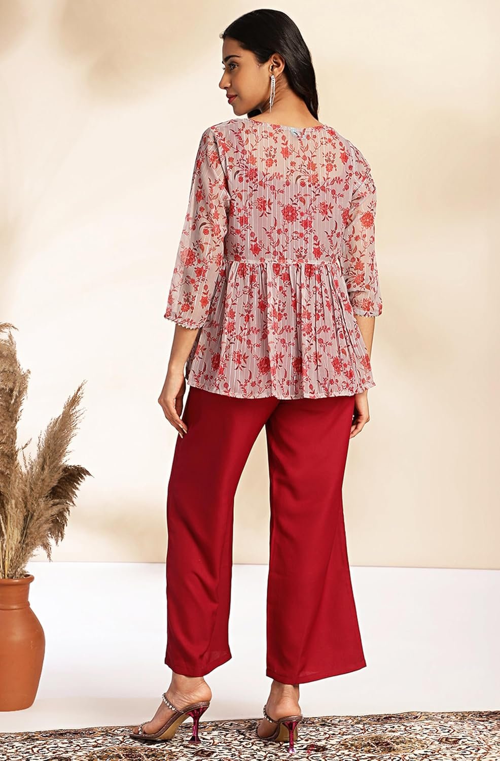 Janasya Women's Pure Cotton Ethnic Motifs Printed Straight Kurta Pant Set - Image 6