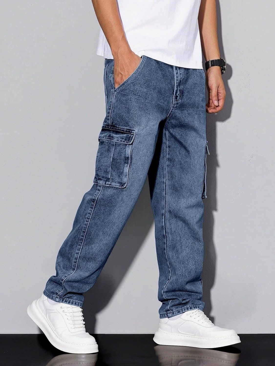 Jeans for Men || Men's Jeans Denim (Blue-Cargo-Jeans-U23-24) - Image 3