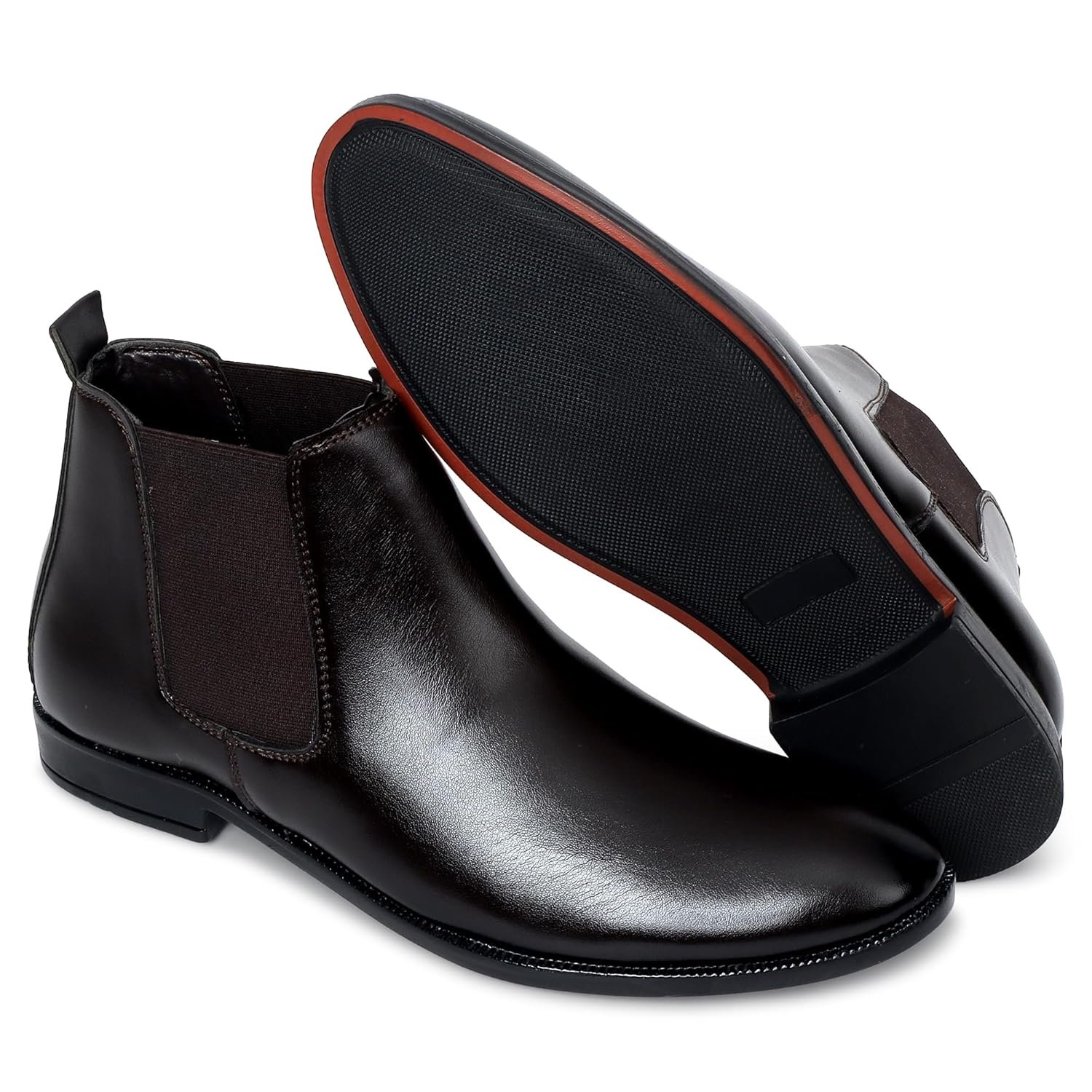 Zixer Men's Chelsea Boots | Premium Slip-On Leather Ankle Boots for Formal, Office, Wedding, Party and Daily Use | Stylish & Durable Footwear | Cushioned Insole | Anti-Skid Rubber Sole - Image 7