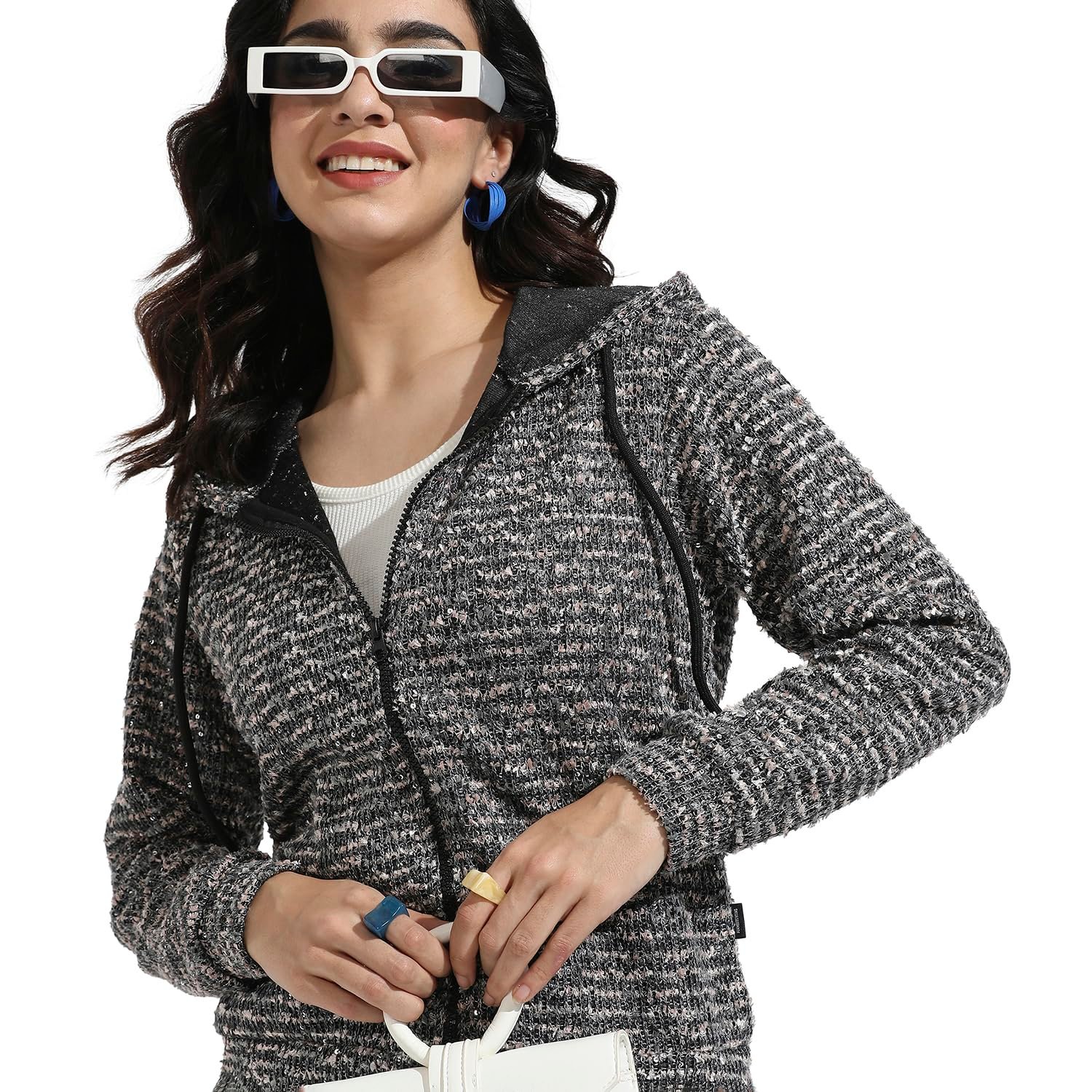Campus Sutra Women Polycotton Regular Fit Hooded Sweatshirt - Image 7