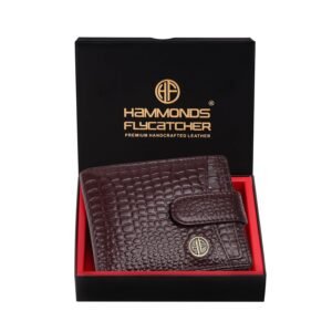 HAMMONDS FLYCATCHER Wallet for Men Leather Original, Mens Wallet, Leather Wallets for Men Stylish, Bi-Fold Wallets for Man, 5 Card Slots, Easy Access Card Slots, Coin Pocket, Mens Gift – Croc Redwood