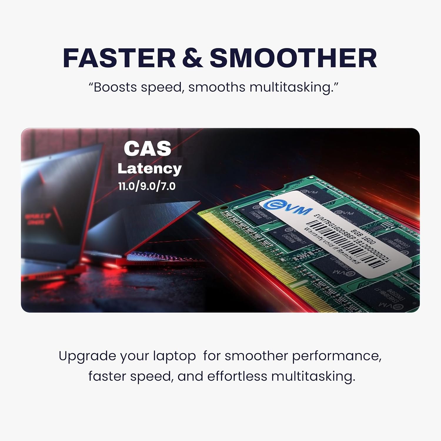 EVM 8GB DDR3 Laptop RAM 1600MHz So-DIMM Memory - High-Speed Performance, Low Voltage Requirement - 10 Year Warranty (EVMT8G1600S86P) - Image 4