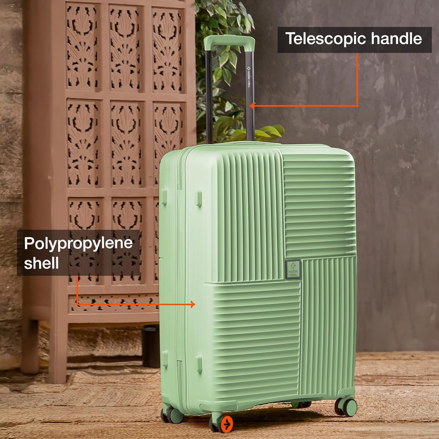 Nasher Miles Polypropylene In-Line Skate Singapore Hard-Sided Check-in Luggage 28 inch | 75cm | 8 Wheels Large Trolley Bag for Travel | Suitcase (Avacado Green) - Image 3