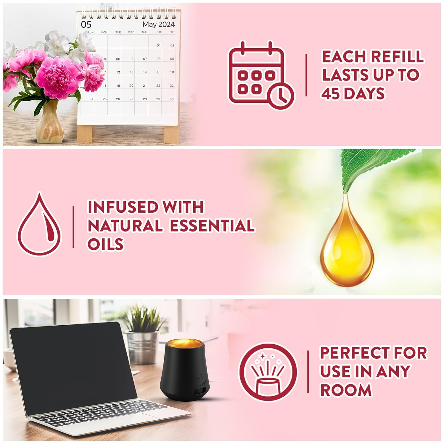 Air wick (Machine + Peony & Jasmine Blossom Refill - 20 ml) Essential Mist Automatic Fragrance Mist Diffuser Kit | Natural Essential Oils Diffuser | Automatic Air Freshener - Image 5