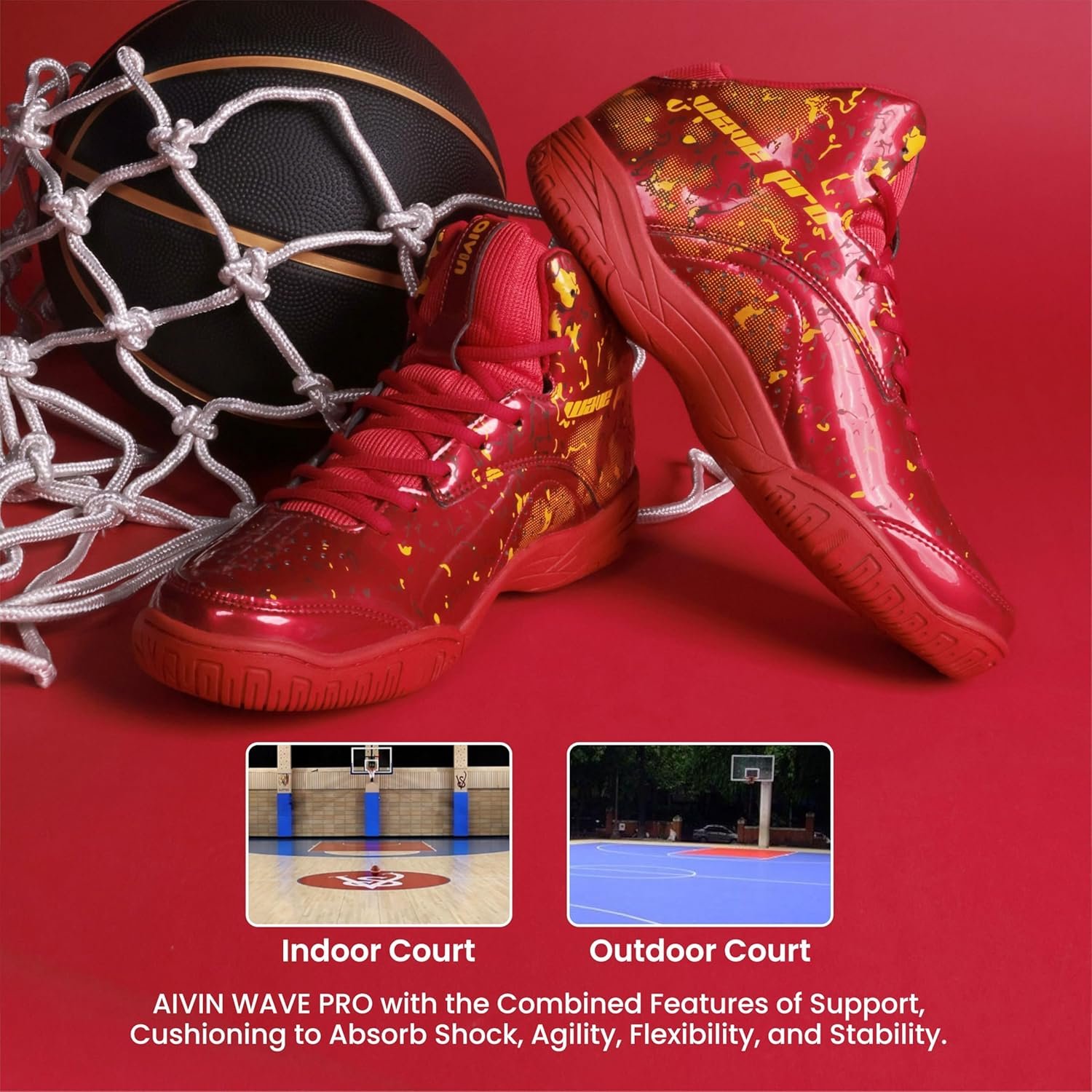 Aivin Wave Pro Men's Basketball Shoes for Men, Durable Rubber Sole, Indoor & Outdoor Court Shoes, Soft Cushion NR EVA Inner Insole, High-Performance Footwear for Basketball - Image 4