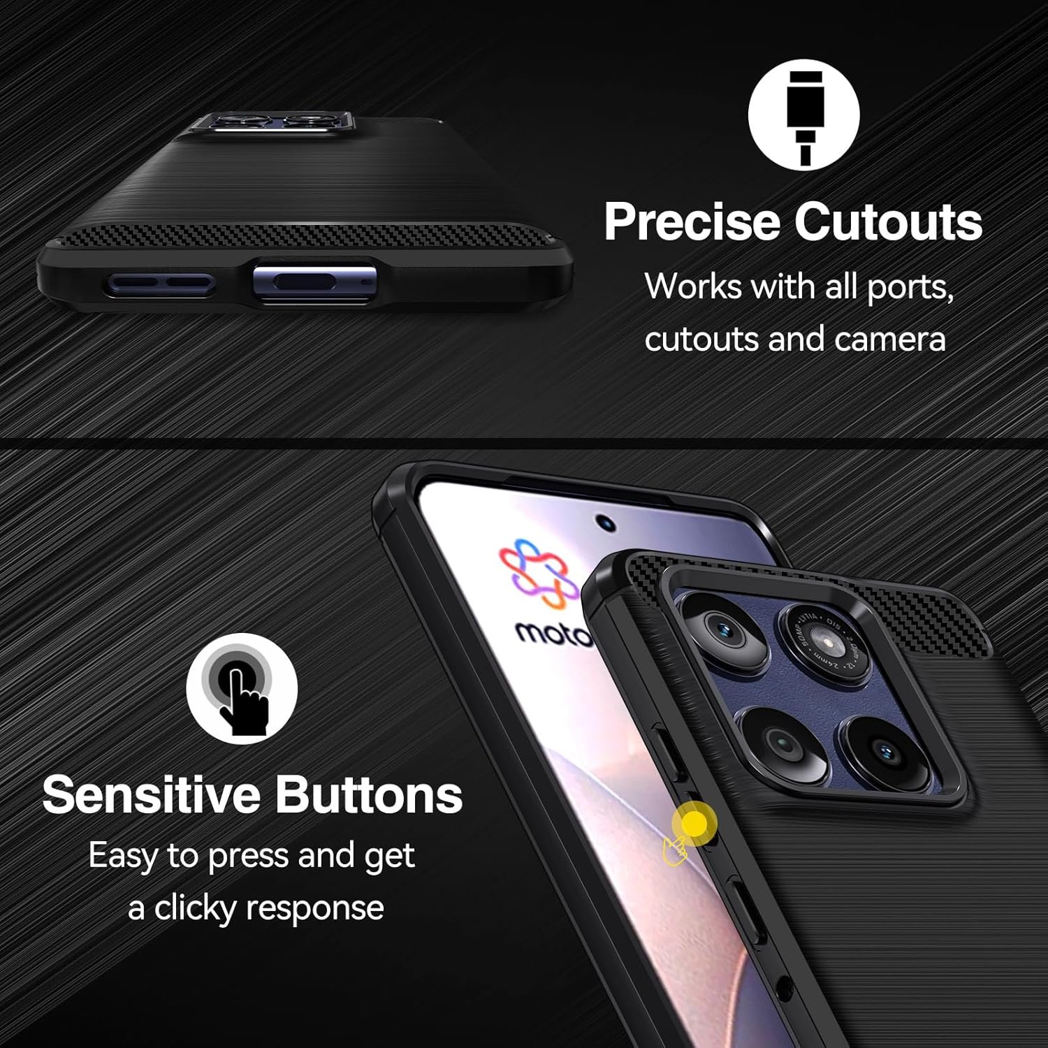 Soft Slim Back Cover for Motorola Edge 60 Fusion| Durable Design |Shockproof Bumper |Compatible with Motorola Edge 60 Fusion - Black - Image 4