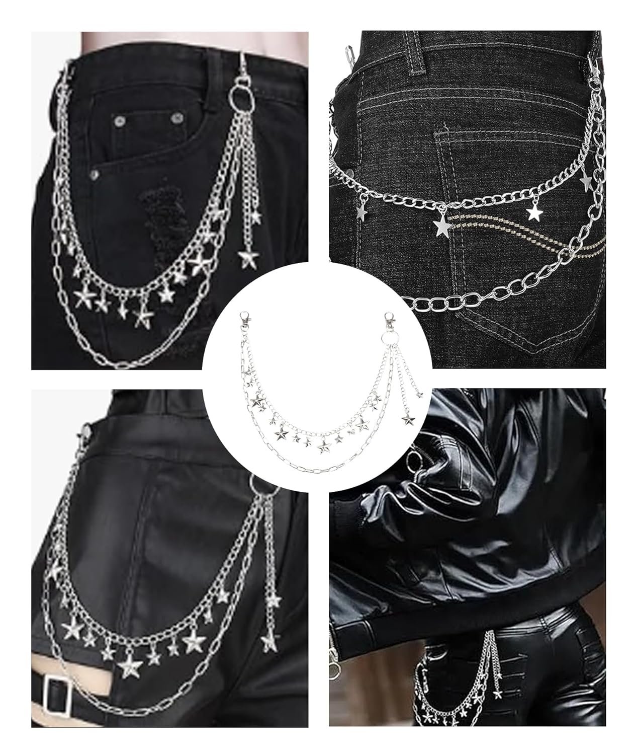 Jeans Chain, Chain for Men, Multi-Layer Jeans Chain for Men Aesthetic Star Design Fashion Accessory for Casual & Streetwear - Image 5