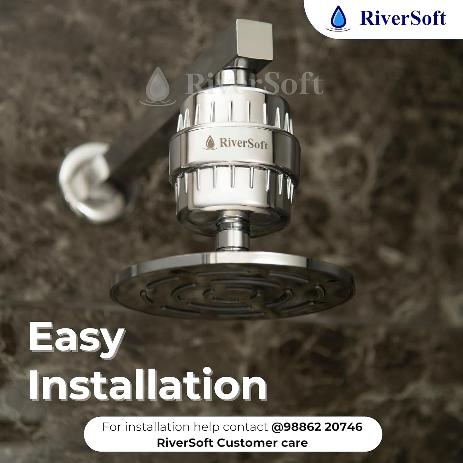 RiverSoft Bliss 15 shower and tap filter for high hardness | Water softener for bathroom | Hard water filter for tap (Chrome) - Image 4