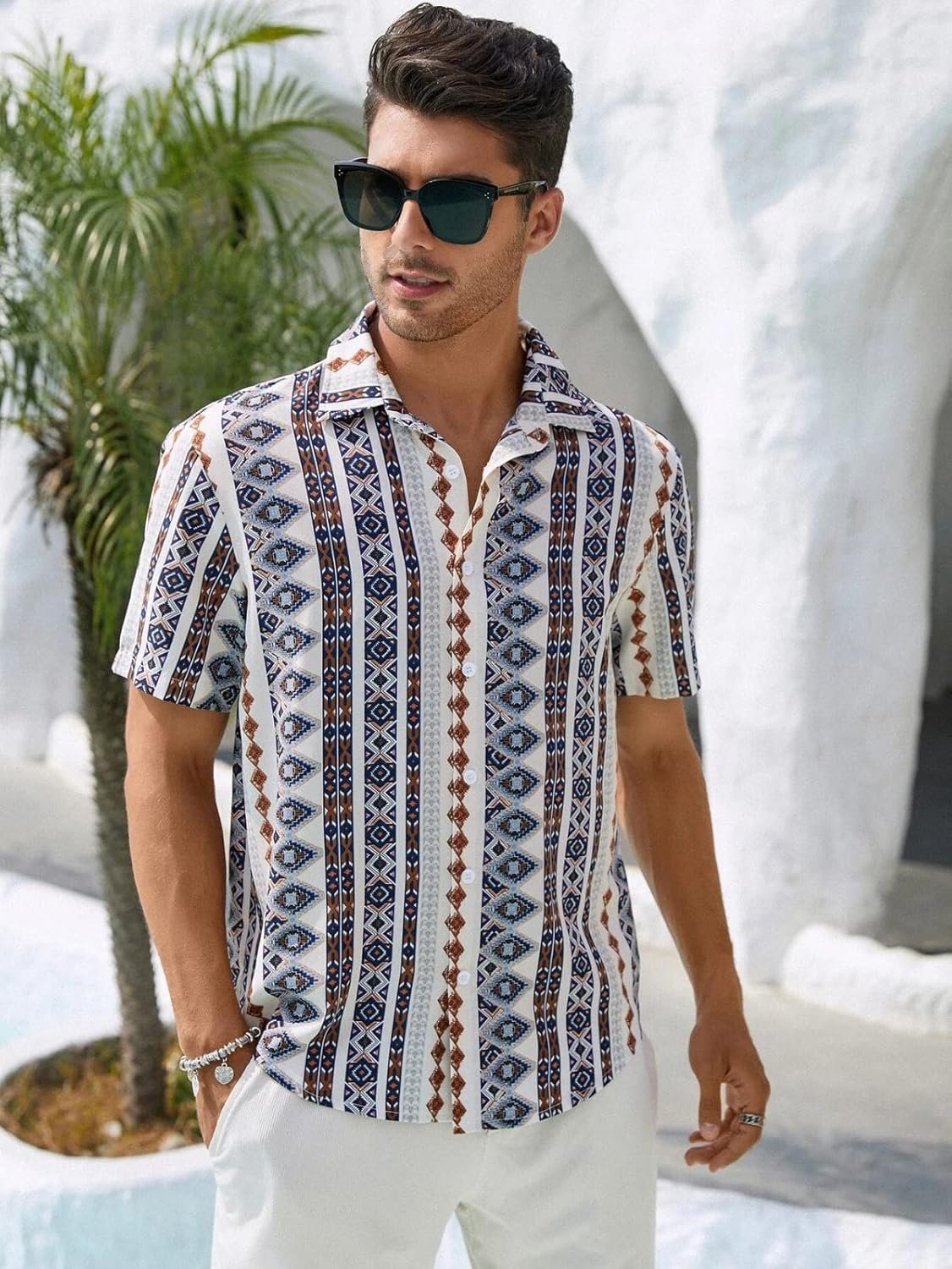 DHRUVI TRENDZ Shirts for Men | Rayon Abstract Printed Shirts | Regular Fit Shirts for Boys | Ideal for Travel | Picnic | Summer Wear Shirt for Men | Beach Shirts for Men - Image 3