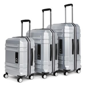 uppercase Bullet, Trolley Bag Set Of 3 (S+M+L) Cabin & Check-In Luggage, Hardsided Polycarbonate Printed Luggage, Tsa Lock Anti-Theft Zippers, 2000 Days Warranty (Silver, 32 X 54 X 74 Cm, Spinner)