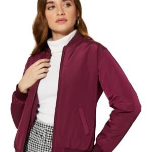 Amazon Brand – Symbol Women’s Polyester Regular Fit Lightly Paded Bomber Jacket With Side Pocket (Winter Jackets) (Available in Plus Sizes)