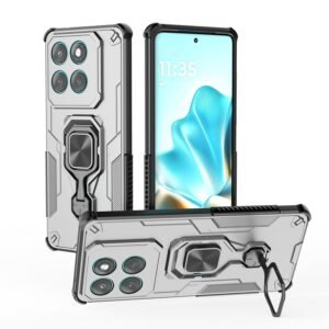 Back Case Cover Compatible for Motorola Edge 60 Fusion 5G | 360 Degree Protection | Camera Protection | Ring Stand Case | Shockprof Case | (Grey)