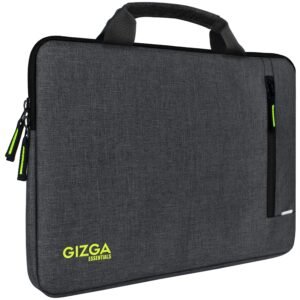 Gizga Essentials Laptop Bag Sleeve Case Cover Pouch with Handle for 15.6 inches Laptop, Padded Laptop Compartment, Premium Zipper Closure Water Repellent Nylon Fabric, Grey
