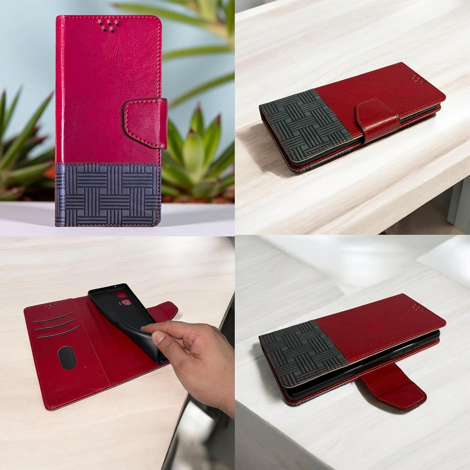 Flip Cover for OnePlus Nord CE5 5G Back Cover Case with Magnatic Closure | Inbuilt Stand | Card & Money Pocket (Dual Red) - Image 5