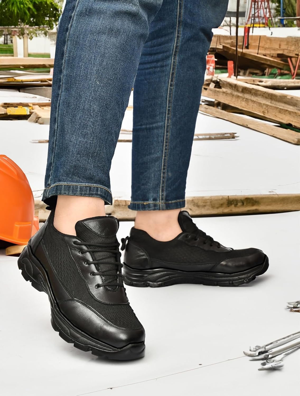 Lightwieght Safety Shoes For Men; Heavyduty Shoes For Industries; Steel Toe Safety Shoes; Comfortable And Durable Sports Look Safety Shoes For Industires & Construction & Office, Black, 8 - Image 4