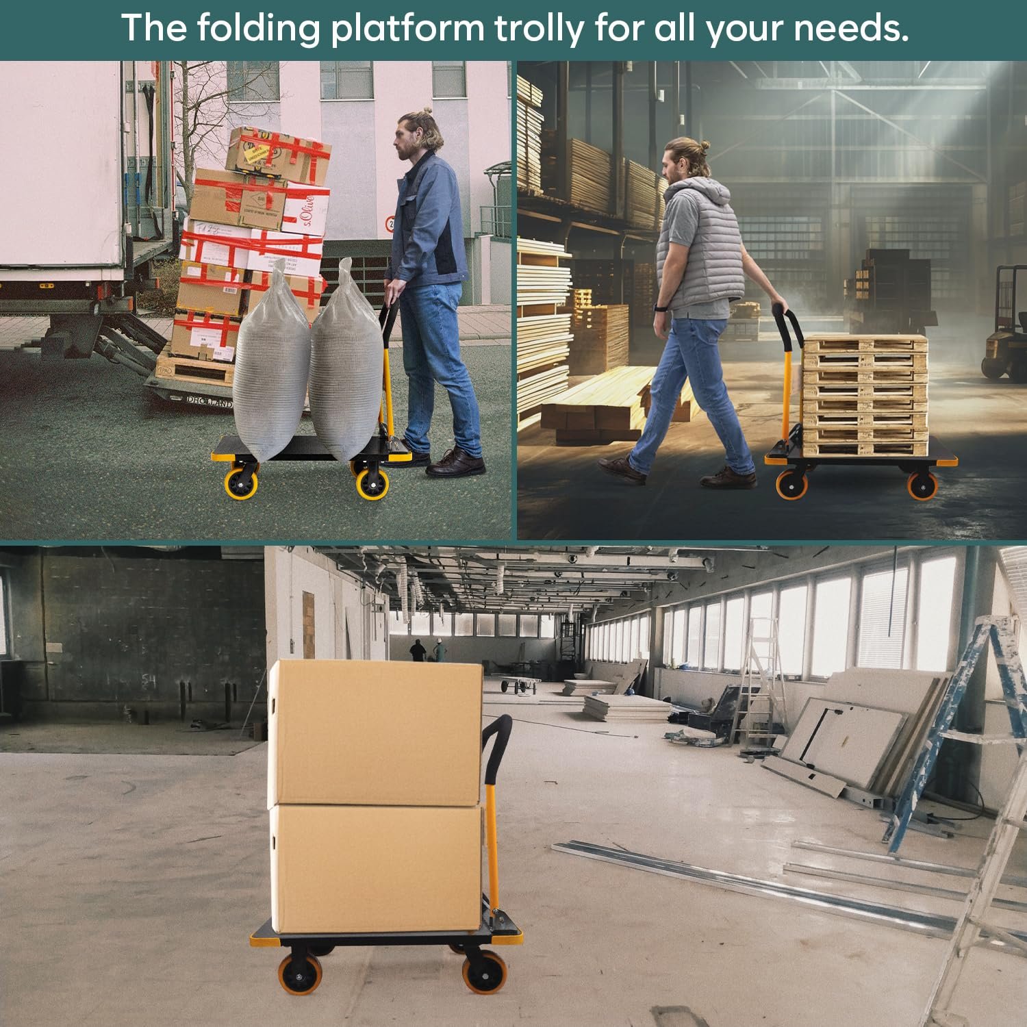 Corvids 600 Kg Heavy-Duty Folding Metal Hand Platform Trolley/Truck | 2-Year Warranty | Portable & Compact Industrial Dolly Cart with 360 Rotating Wheels for Home & Warehouse - Image 6