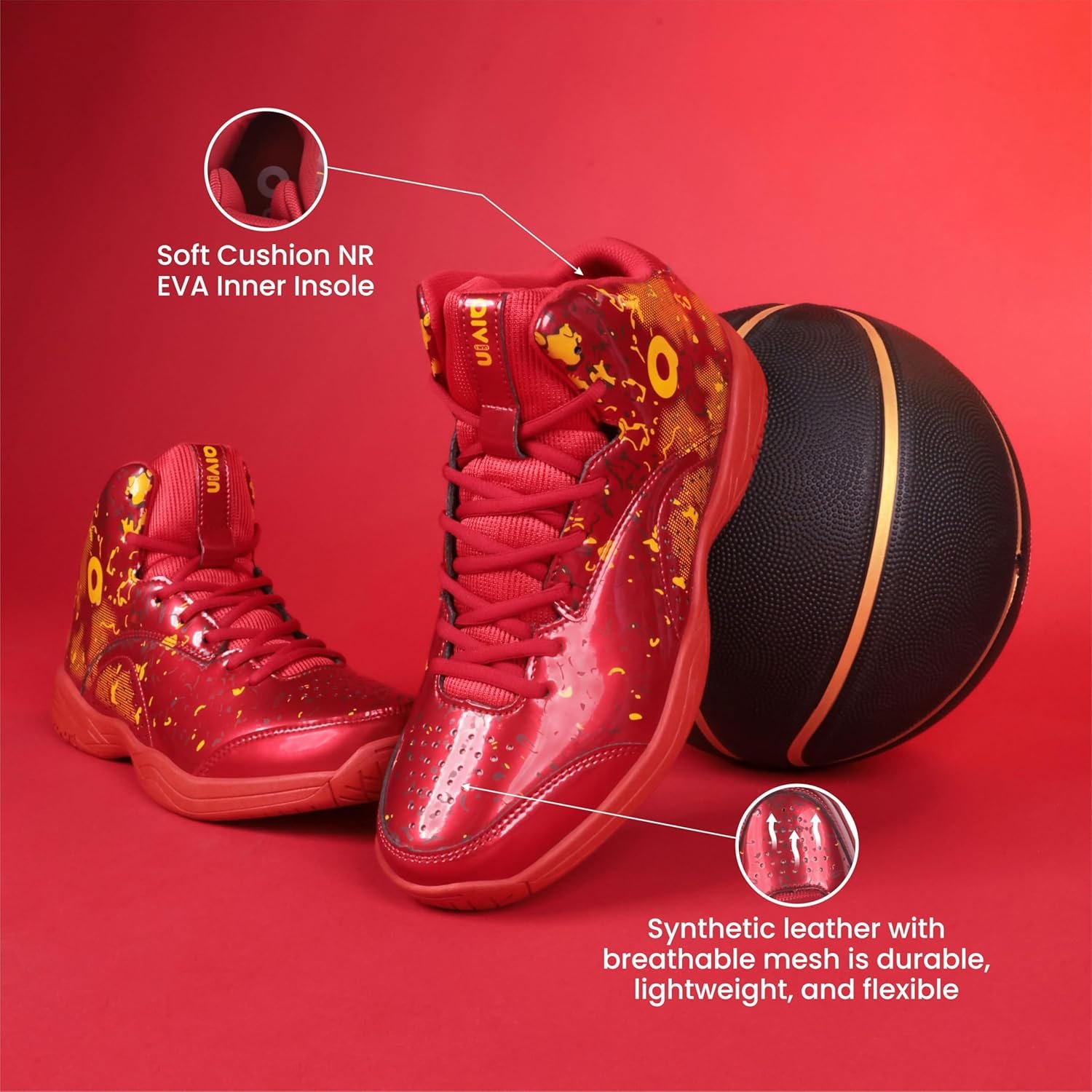 Aivin Wave Pro Men's Basketball Shoes for Men, Durable Rubber Sole, Indoor & Outdoor Court Shoes, Soft Cushion NR EVA Inner Insole, High-Performance Footwear for Basketball - Image 8