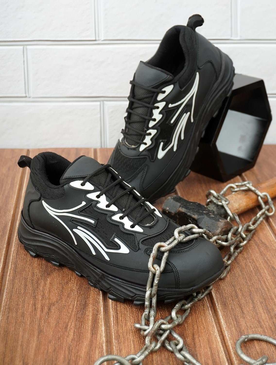 Lightweight Safety Shoes For Men; Genuine Leather Heavyduty Shoes For Industries; Steel Toe Safety Shoes; Comortable Safety Shoes For Industires & Construction & Office, Black, 8 - Image 5