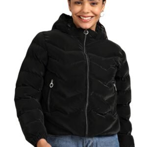 ELLIPSE Women’s Water-Resistant Nylon Winter Jacket with Hoodie | Stylish Full Sleeve Jacket for Cold Weather | Perfect for Minus Degree Temperatures