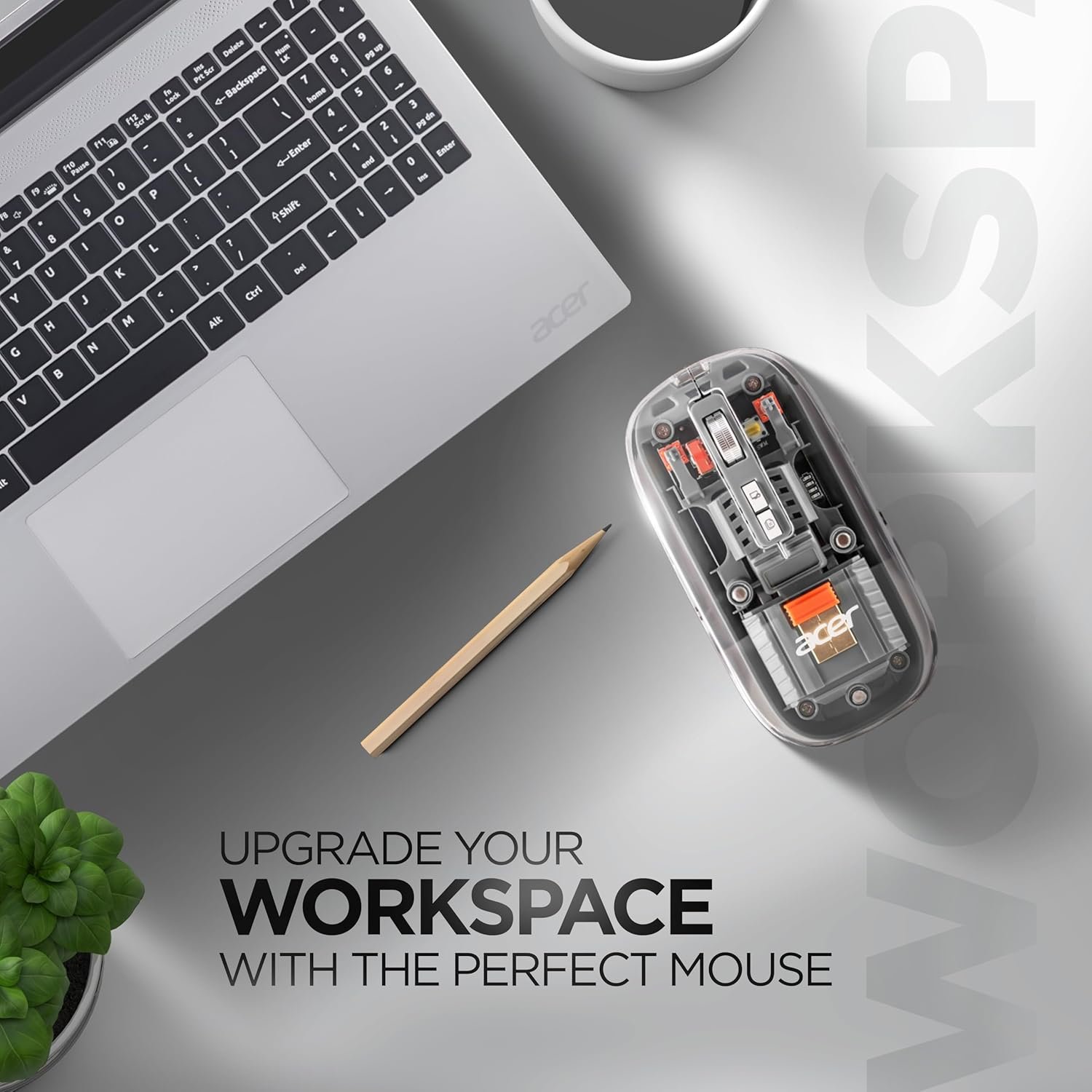 Acer Clearview Transparent Wireless Mouse with Triple-Mode Connectivity, Silent Click Tech, Metal Scroll Wheel,1600 DPI Optical Sensor, USB-C Charging, Compatible Windows, MacOS, iOS, Android-Grey - Image 2