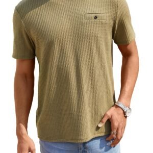 TAGDO Men’s Waffle Knitted Crew Neck Regular Fit Tees (5154)