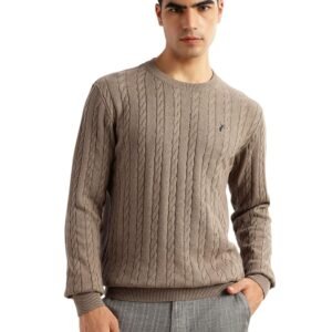 Thomas Scott Men’s | Regular Fit | Long Sleeves | Round Neck | Self Design | 100% Cotton | Knitted | Pullover | Sweater