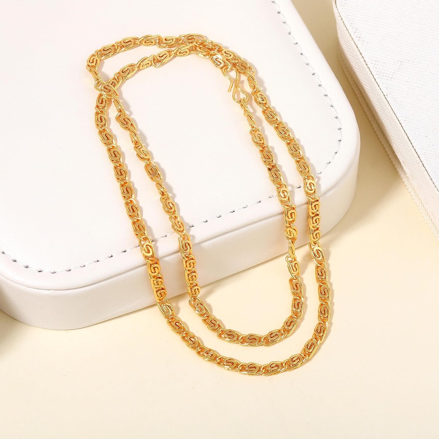 Fashion Jewelry Neck Chain for Men & Women: Gold Plated Luxurious Glamour Lightweight Necklace Chain- Perfect for Everyday and Office Wear for Men & Women (Unisex) -OSAK010-IG CHAIN - Image 4