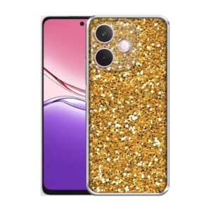Amazon Brand-Solimo Golden Sparkle Printed Silicon Soft TPU Back Case Cover for Oppo A5 Pro 5G