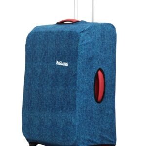 BIGWING Protective Cover in Polyester Fabric with Denim Texture Print for | 20′ Inch 55 cm Small Size | Soft Luggage Trolley Bag Cover (Fits Only On Fabric Trolley Bag)
