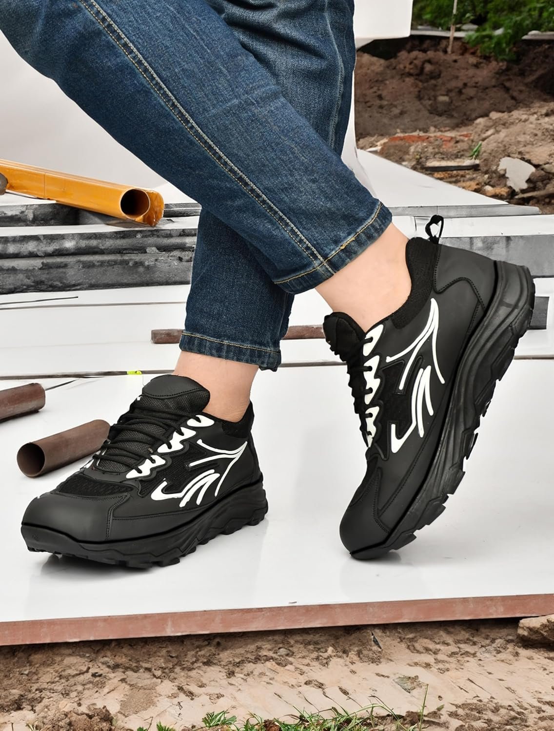 Lightweight Safety Shoes For Men; Genuine Leather Heavyduty Shoes For Industries; Steel Toe Safety Shoes; Comortable Safety Shoes For Industires & Construction & Office, Black, 8 - Image 4