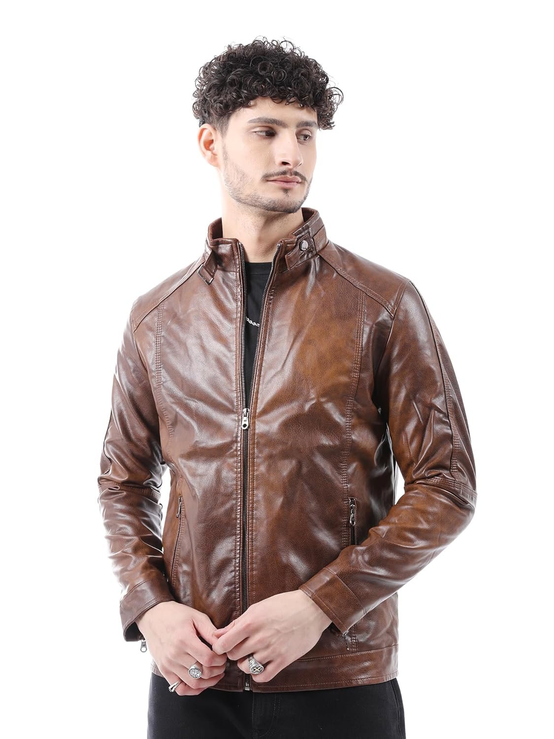 The Indian Garage Co Men Polyurethane (PU) Standard Length A-Line Coat