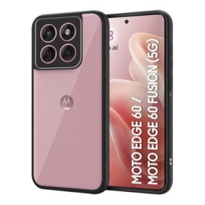 CEDO Motorola Moto Edge 60 / Moto Edge 60 Fusion (5G) Backcover Case | Camera Protection Bump Shockproof Edge | Ultra Hybrid Transparent Acrylic Clear TPU+PC Hard Backcase Cover (Black)
