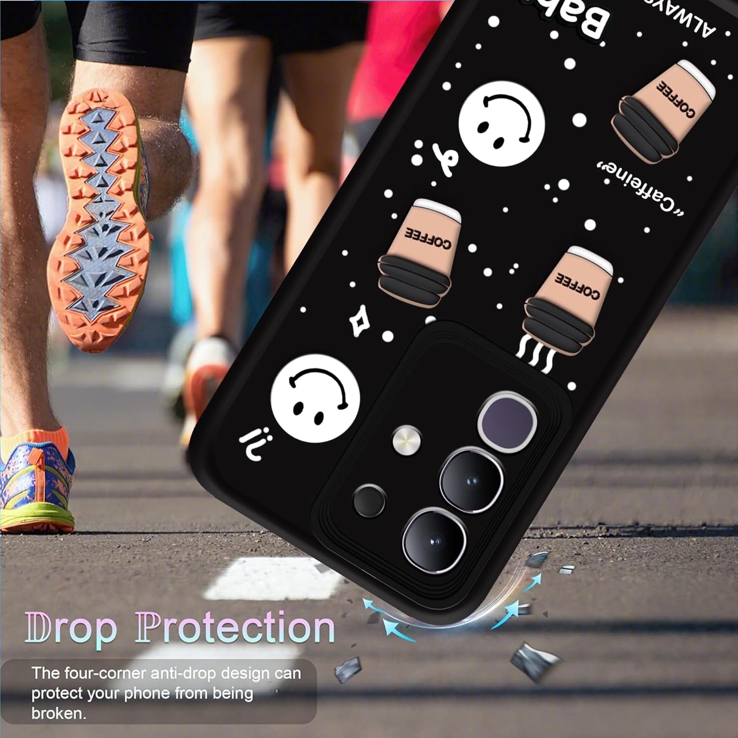 amazon basics Back Case Cover Compatible for Vivo T4X 5G | Cute Fun Cartoon 3D Ball | Coffee Silicone Case | Camera Protection | Body Protection | Shock Proof | Color Black - Image 4