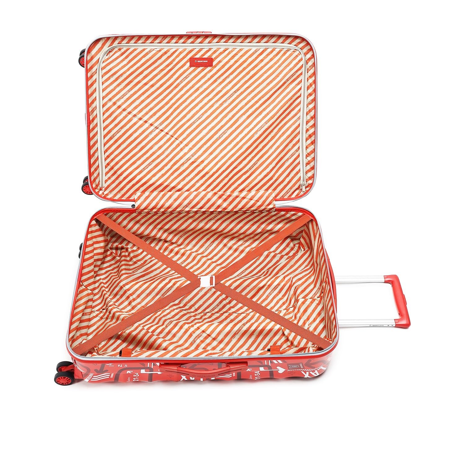 uppercase Polyester Jfk Duo|Inline Trolley Bag Set Of 2 (Small,Medium)|Hardshellsided Luggage|8 Wheel Cabin&Check-In Inline Trolley Bag|Combination Lock|Suitcase For Unisex|(White&Red),H-65.5 cms - Image 8