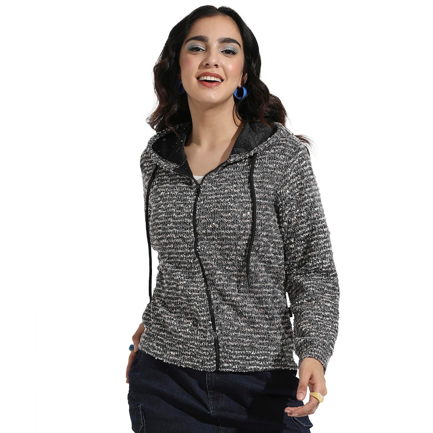 Campus Sutra Women Polycotton Regular Fit Hooded Sweatshirt